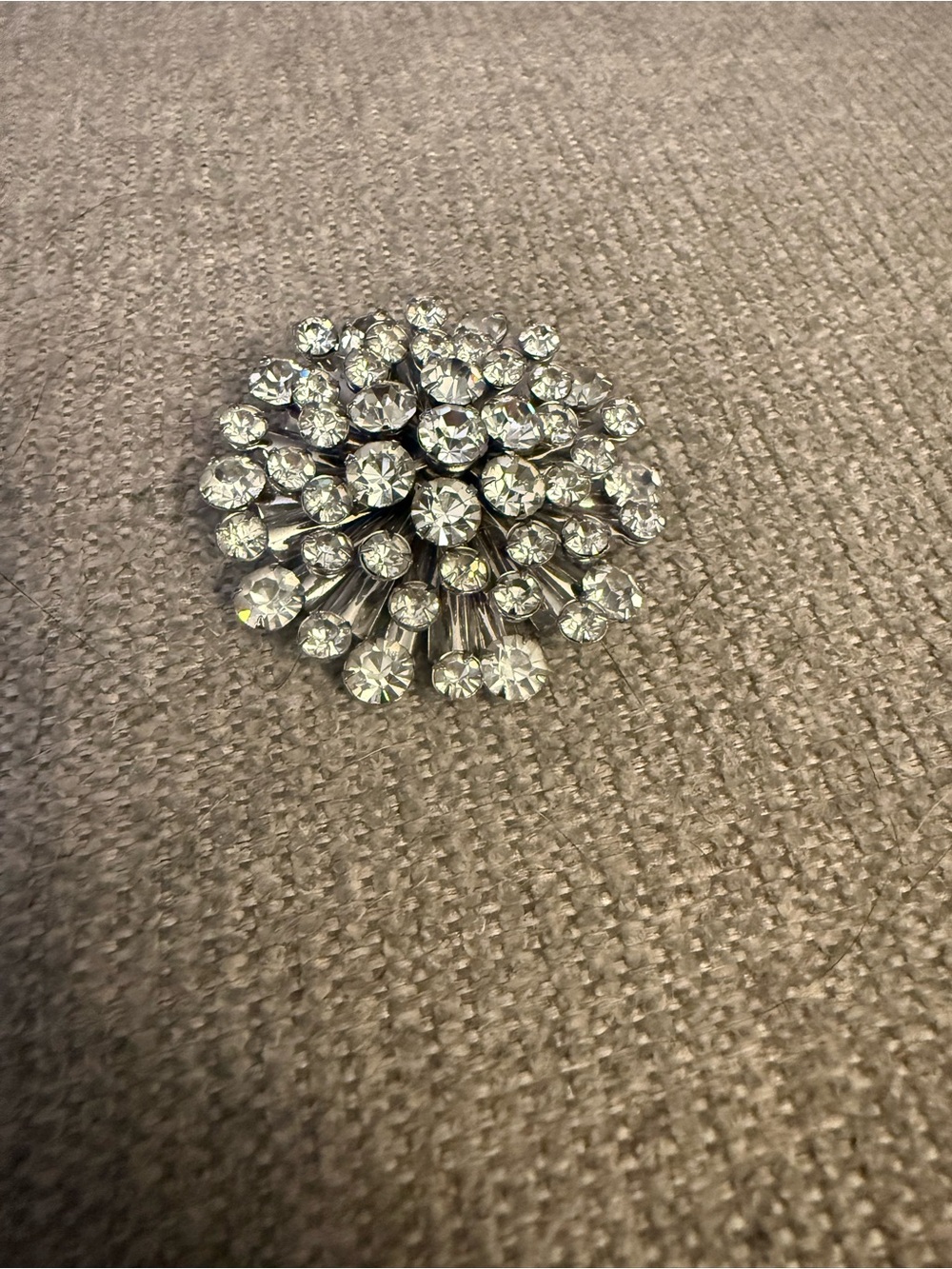 Crystal Burst Brooch - Silver-Tone Clear Crystal Pin